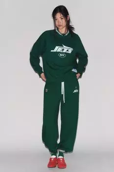 Флисовые брюки nfl jets ZARA, зеленый
