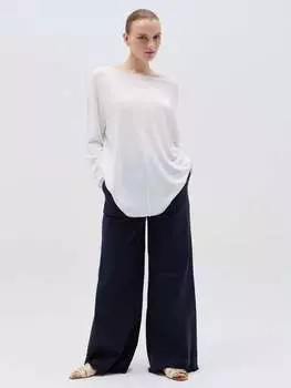 Флисовые брюки-палаццо с необработанным кантом Hybrid, цвет night blue