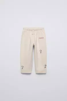 Флисовые брюки woodstock snoopy peanuts ZARA, экрю