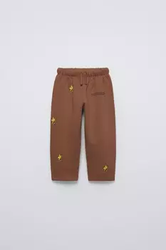 Флисовые брюки woodstock snoopy peanuts ZARA, коричневый