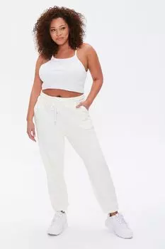 Флисовые джоггеры больших размеров на шнурке Forever 21, кремовый