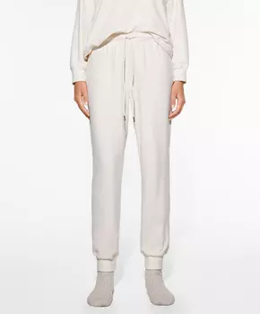 Флисовые джоггеры Oysho, экрю