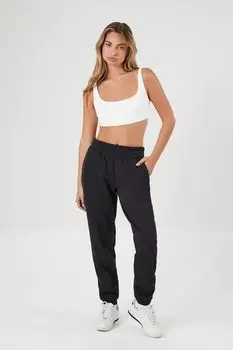 Флисовые джоггеры с манжетами Forever 21, черный