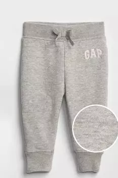 Флисовые джоггеры с неоновым логотипом Gap, серый