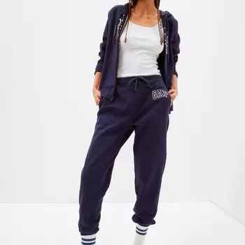 Флисовые джоггеры с вышитым логотипом Gap, синий