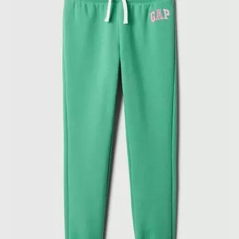 Флисовые джоггеры с завязками и вышитым логотипом Gap, зеленый