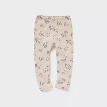 Флисовые леггинсы с животным принтом для малышей Uniqlo, бежевый