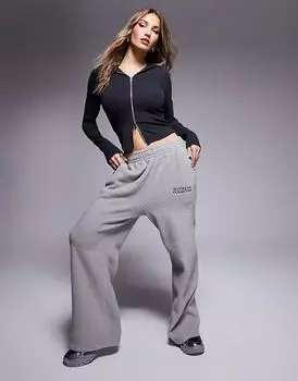 Флисовые прямые джоггеры Weekend Collective серого цвета ASOS WEEKEND COLLECTIVE