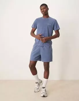 Флисовые шорты Abercrombie & Fitch с завязками синего цвета