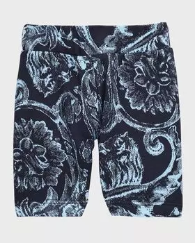 Флисовые шорты Barocco для мальчиков, размер 12M-3 Versace, цвет Navy Pale Blue