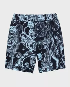 Флисовые шорты Barocco Stencil для мальчиков Versace, цвет Navy Pale Blue
