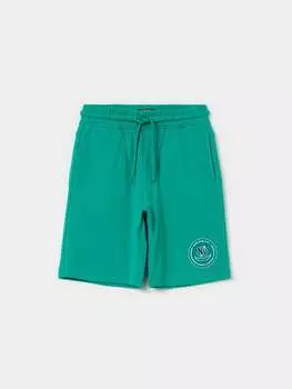 Флисовые шорты-бермуды с кулиской и принтом Ovs, цвет emerald green