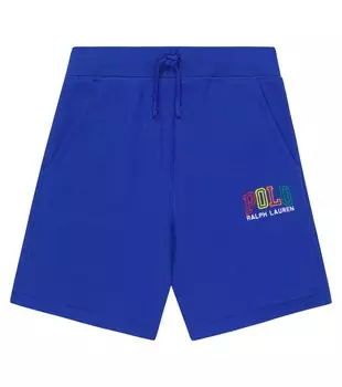 Флисовые шорты из смесового хлопка с логотипом Polo Ralph Lauren, синий