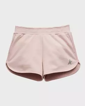Флисовые шорты с блестками и звездами для девочек Golden Goose, цвет Pinksilver