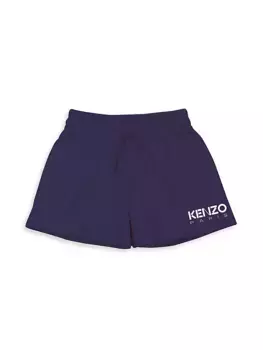 Флисовые шорты с логотипом для маленьких девочек и девочек Kenzo, синий