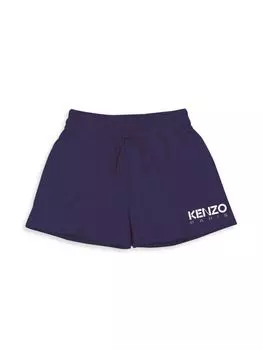 Флисовые шорты с логотипом для маленьких девочек и девочек Kenzo, синий