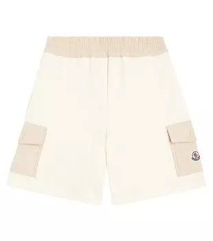 Флисовые шорты с логотипом Moncler Enfant, белый