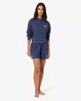 Флисовые шорты с логотипом на поясе для домашней одежды Lacoste, голубой