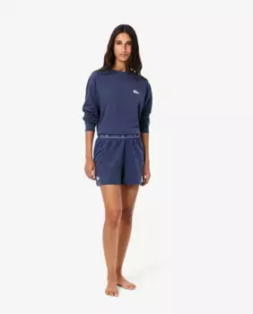 Флисовые шорты с логотипом на поясе для домашней одежды Lacoste, сиреневый