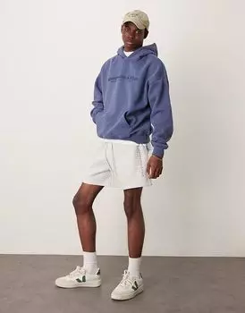 Флисовые шорты с завязками на шнурке и логотипом Abercrombie & Fitch светло-серого цвета