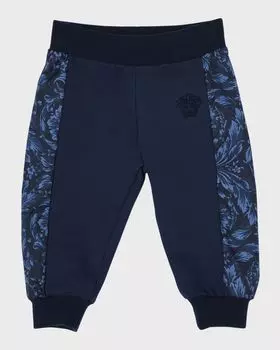 Флисовые спортивные штаны с принтом Barocco для мальчиков и вышивкой Medusa, размер 12M-3 Versace, цвет Navy