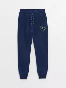 Флисовые спортивные штаны с вышивкой для мальчиков с эластичным поясом LCW Kids, темно-синий