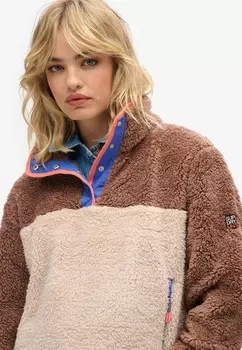 Флисовый джемпер SUPER SOFT MASH UP HENLEY Superdry, коричневый