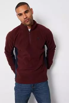 Флисовый флис с контрастной боковой панелью и молнией на четверть Threadbare, красный