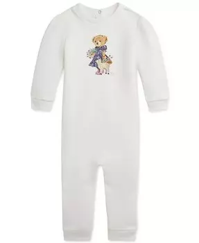 Флисовый комбинезон Baby Polo Bear Polo Ralph Lauren, белый