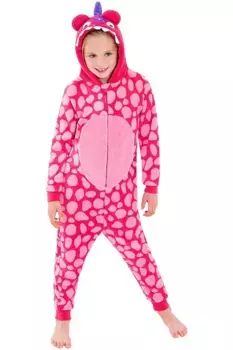 Флисовый комбинезон с пятнистым динозавром Animal Crazy, розовый