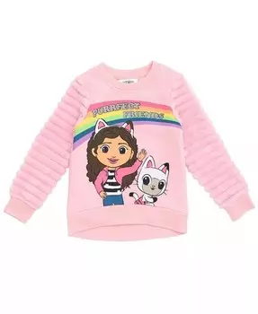 Флисовый меховой свитшот Pandy Paws для девочек для малышей , Детский Dreamworks Gabby'S Dollhouse, розовый