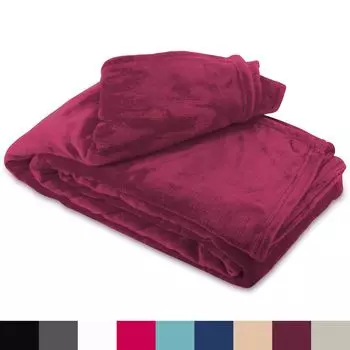 Флисовый плед 270х230 см пушистый полиэстер антрацит приятный теплый покрывало leonado vicenti, бордовый