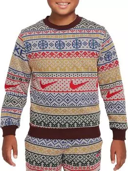Флисовый праздничный свитшот с круглым вырезом Nike Kids' Club