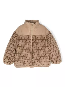Флисовый пуховик с логотипом FF Fendi Kids, нейтральный