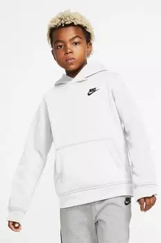 Флисовый пуловер Club с капюшоном Nike, белый