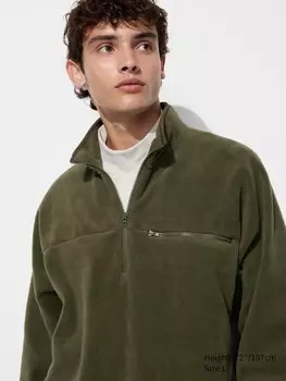Флисовый пуловер на молнии наполовину Uniqlo, зеленый