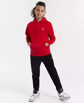 Флисовый пуловер с капюшоном Big Boys Brooklyn Essentials и спортивные штаны MJ Brooklyn Fleece Essentials Jordan, красный