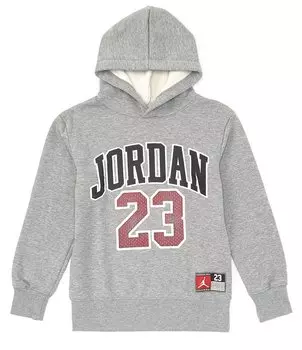 Флисовый пуловер с капюшоном Jordan Big Boys 8–20 с длинными рукавами, серый
