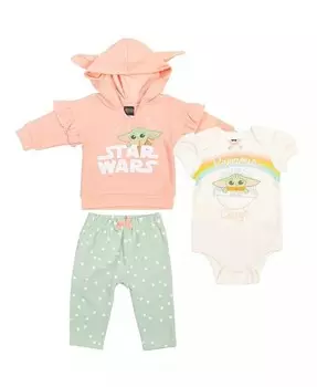 Флисовый пуловер с капюшоном «Мандалорец» для маленьких девочек «Звездные войны» и штаны, комплект из 3 предметов Star Wars, мультиколор