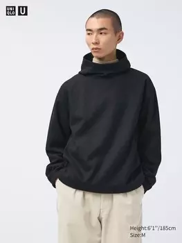 Флисовый пуловер с капюшоном Uniqlo, серый