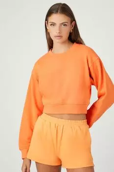 Флисовый пуловер с круглым вырезом Forever 21, оранжевый