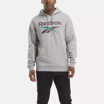 Флисовый пуловер с логотипом Identity Reebok, серый/сливовый