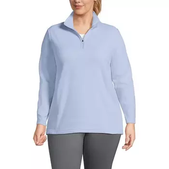 Флисовый пуловер с молнией 1/4 больших размеров Lands' End, цвет Soft Periwinkle