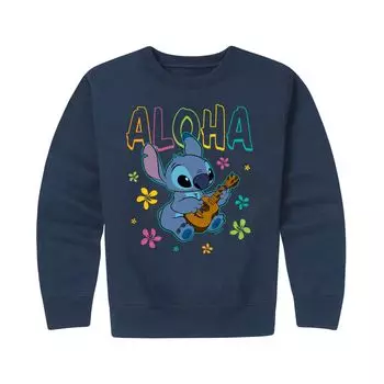 Флисовый пуловер с рисунком Aloha для мальчиков 8–20 лет Disney's Lilo & Stitch Disney, синий