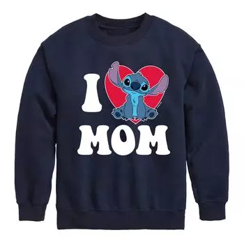 Флисовый пуловер с рисунком «I Love Mom» для мальчиков 8–20 лет Disney's Lilo & Stitch Disney, синий