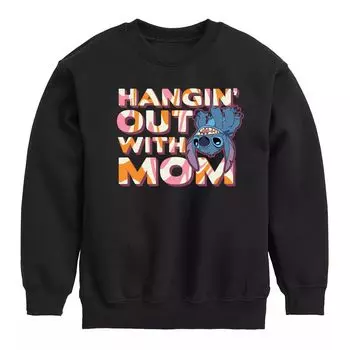 Флисовый пуловер с рисунком «Висячая мама» для мальчиков 8–20 лет Disney's Lilo & Stitch Disney, черный