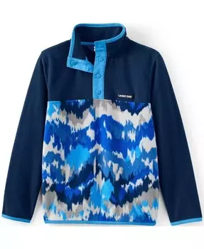 Флисовый пуловер с воротником Heritage для девочек Lands' End, черный