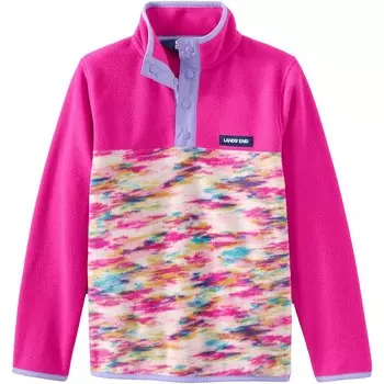 Флисовый пуловер с воротником Lands' End Kids 2–20, цвет Pink Colorblock