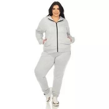 Флисовый спортивный костюм больших размеров из двух частей WM Fashion, цвет Heather Gray