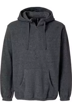 Флисовый свитер Burnside Polar с застежкой-молнией на четверть длины и капюшоном, цвет heather charcoal